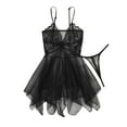 thumbnail image 4 of Chroia Women's Sheer Mesh Lace Suspender Pajama Dress Intimate Nightdress, 4 of 4