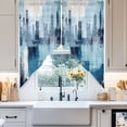 thumbnail image 4 of Abstract Urban Silhouette Swag Curtain Valance for Windows, Retro Blue Gary Building Window Treatments Short Swag Topper for Kitchen Windows Bathroom Bedroom, 36"x36", 4 of 8