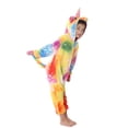 thumbnail image 3 of Pijama de una pieza con dibujos de animales para niños, ropa de hogar de manga larga de franela con diseño de caballo y cielo estrellado de arcoíris, 3 of 6