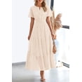 thumbnail image 2 of Vestido largo PRETTYGARDEN 2025 de verano con cuello en V y ojales para mujer, 2 of 7