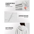 thumbnail image 3 of TEMOFON Women's Color Block Cropped Zip Up Hoodie Oversized Long Sleeve Full Zip Hooded Sweatshirt Jacket with Kangaroo Pocket, 3 of 7