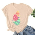 thumbnail image 2 of Easter Short Sleeve Round Neck Shirts Women Casual Cute Print Tee Summer Lightweight Pullover Tops (S, A Beige), 2 of 3
