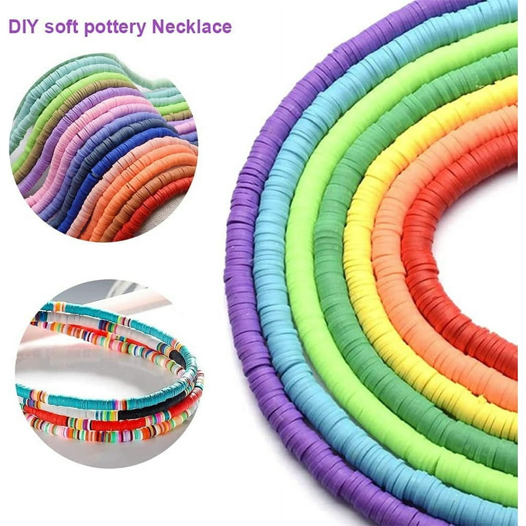 GAVIYE 4500 Pcs Clay Beads for Bracelet Making Kit, Flat Round Polymer Spacer Heishi Beads for Jewelry Making Kit Bracelets Necklace (24 Colors 6mm)