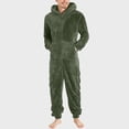 thumbnail image 1 of Pijama de lana Artificial para hombre, ropa de dormir informal de manga larga, Color sólido, con cremallera, mono holgado con capucha, Rompe cálido de invierno, 1, 1 of 4