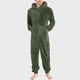 thumbnail image 1 of Pijama de lana Artificial para hombre, ropa de dormir informal de manga larga, Color sólido, con cremallera, mono holgado con capucha, Rompe cálido de invierno, 1, 1 of 4