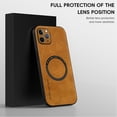 thumbnail image 2 of for iPhone 11 Pro Max PU Leather Case, Vintage Compatible with MagSafe and Wireless Charging Slim Fit-Drop Scratch Resistant Support Magnetic Car Mount Case Cover for iPhone 11 Pro Max, Brown, 2 of 9