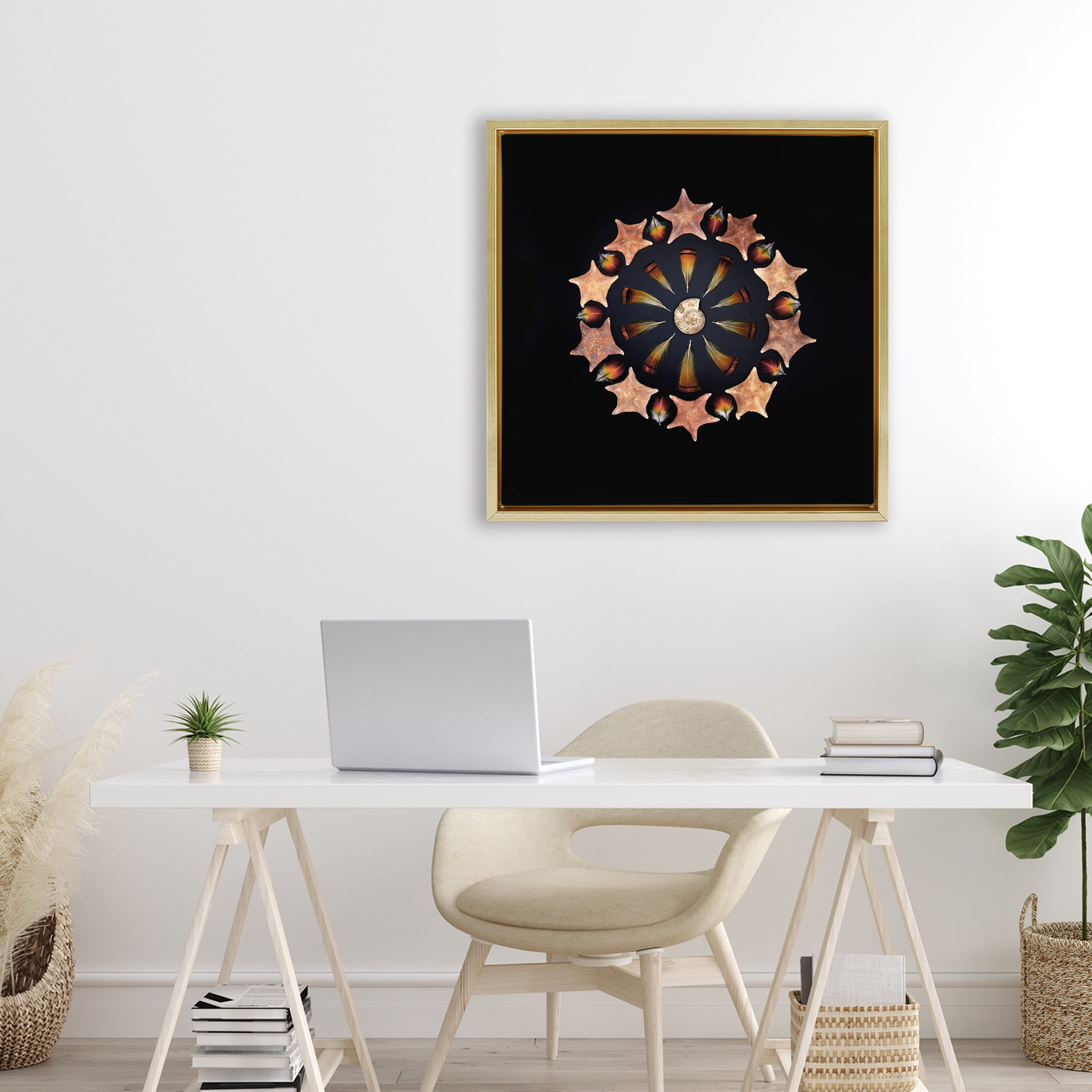 Stupell Industries Nautical Nature Arrangement Gold Framed Floater Canvas Wall Art, design by Beth Adoette