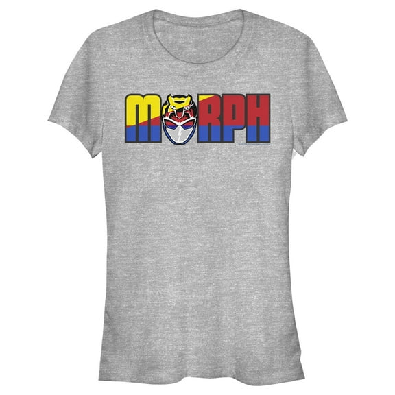 Junior's Power Rangers Morph Color Text  Graphic Tee Athletic Heather 2X Large