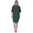 thumbnail image 2 of Womens Short Sleeve Two-Tone Nightgown with 3 Stripe Accent Sleeves Design with Pocket Niightshirt Sleepshirt, Dark Green Large, 2 of 2