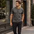 thumbnail image 3 of AZoiNM Men's Short Sleeve Henley Shirt, Slim Fit Casual Cotton T-Shirt with Button Placket, 3 of 12