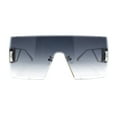 thumbnail image 2 of Womens Oversized Beveled Rimless Rectangle Mono Lens Sunglasses Silver - Smoke, 2 of 4