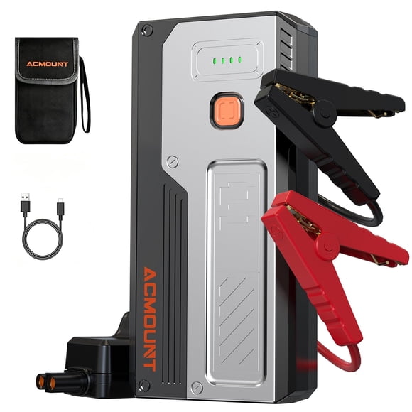 Acmount Démarreur de Voiture 5000A, Bloc d'Appoint de Batterie 12V pour Moteurs à Essence jusqu'à 10,0 L et Diesel 8,0 L, Boîte de Démarrage Portable avec Démarrage Intelligent Sécuritaire
