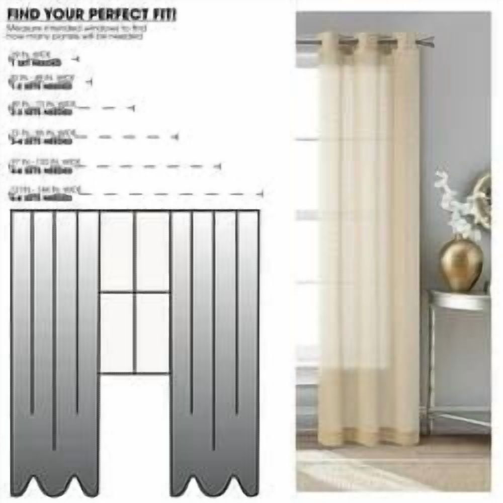Mainstays Windowpane Sheer Window Curtains Panel Pair, Set of 2, White, 38" W x 84" L, 2 Set MS Sheer Curtain Panel