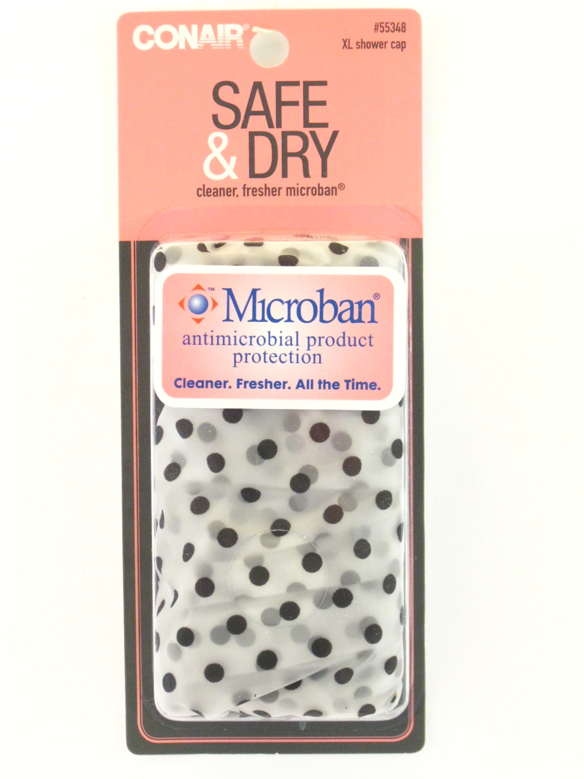 Conair Extra Large Polka Dot Printed Shower Cap (Black)