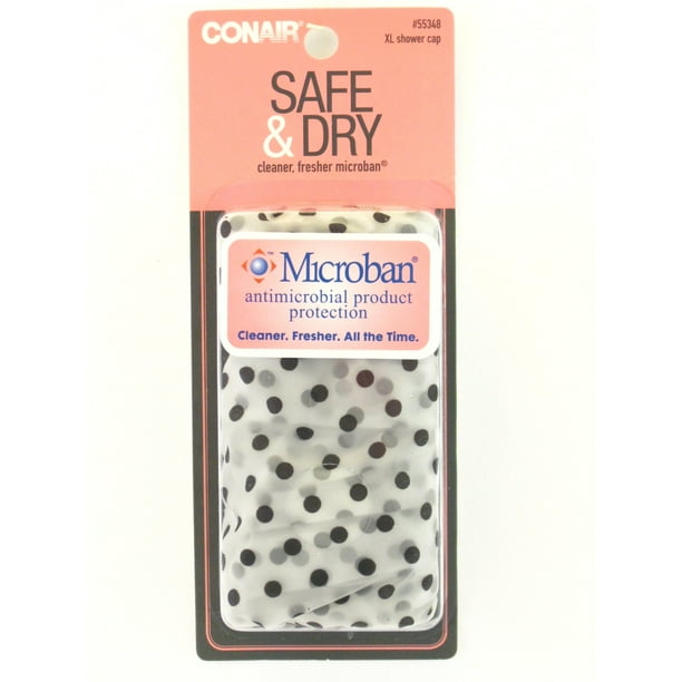 Conair Extra Large Polka Dot Printed Shower Cap (Black)