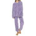 thumbnail image 3 of Hearthz Women's Fleece Pajama Sets 2 Piece Loungewear Winter Sleepwear Winter Sherpa Women Match Top Pants Pajama Pjs Sets, 3 of 5