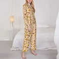 thumbnail image 3 of Honeii Fall Leaves print Women's Pajama Sets Long Sleeve Button Down Sleepwear Nightwear Soft Pjs Lounge Sets-Large, 3 of 7