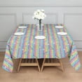 thumbnail image 3 of Colorful Striped Cartoon Unicorn Pattern Square Tablecloth,Waterproof Square Table Cover,Wipeable Spillproof Washable Table Cover for Home Kitchen Party Decor 60"x60"(152x152cm), 3 of 6