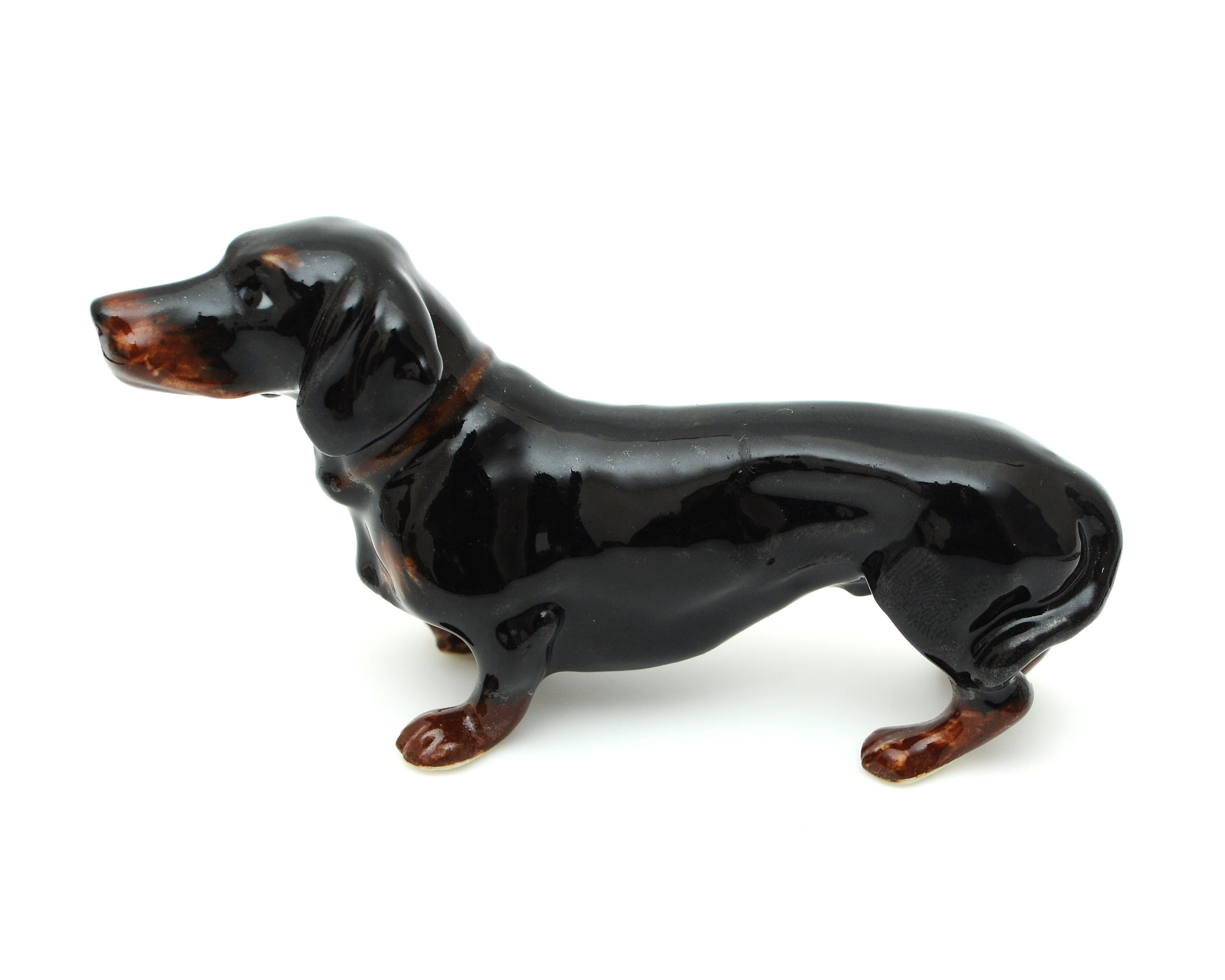 Handmade Miniatures Ceramic Black Dachshund Dog Figurine Animals Decor/Animal Collection