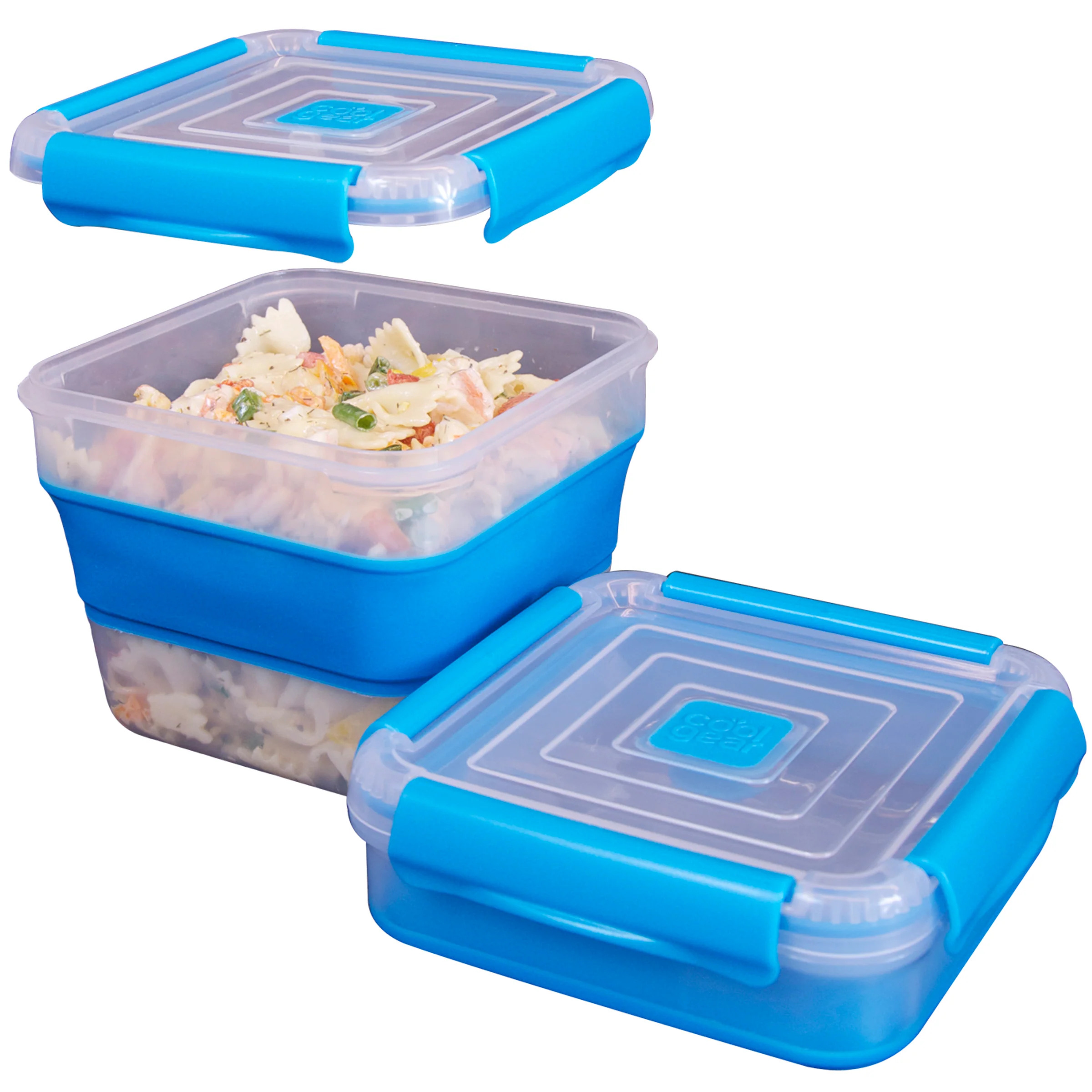 COOL GEAR 3-Pack Collapsible 7.5 Cup Square Food Container | Dishwasher and Microwave Safe | Perfect for On The Go Lunches and Leftovers | Expands to Hold 2x More | Air Tight Snaps Keeps Food Fresh - image 5 of 5