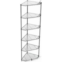 6 Tier NSF Metal Shelf Pentagonal Corner Wire Shelving Unit, 600lbs Capacity Heavy Duty Adjustable Storage Rack with Shelf Liners for Kitchen Garage Office Etc Room Corner, 72"H x 20"L x 20"D - Black