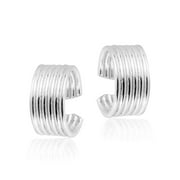 AeraVida Modern Chic Tribal Art Handcrafted Six Rings Sterling Silver No Piercing Ear Cuff Earrings Unique Boho Inspired Fashion Unisex Jewelry Gifts