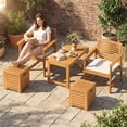 thumbnail image 4 of Costway 3PCS Patio Rectangular Table and Stools Set with Hidden Storage Space for Balcony, 4 of 10