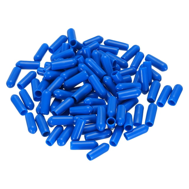 Unique Bargains 100pcs Embouts en Caoutchouc 4.5mm ID Vinyle PVC Rond Tube Bouchon Couvercle Filetage Protecteur Bleu
