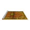 thumbnail image 2 of Ahgly Company Machine Washable Indoor Round Medallion Yellow Traditional Area Rugs, 3' Round, 2 of 4