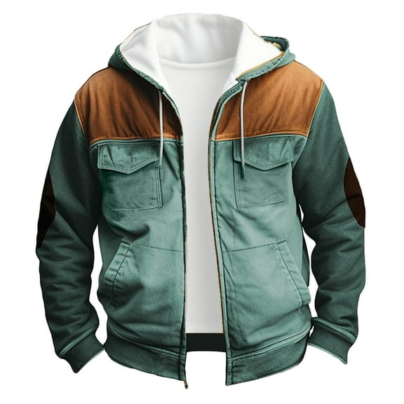 Yusimy Men's Casual Solid Color Zip-Up Jacket - Long Sleeve Hoodless Sweatshirt for Daily Wear