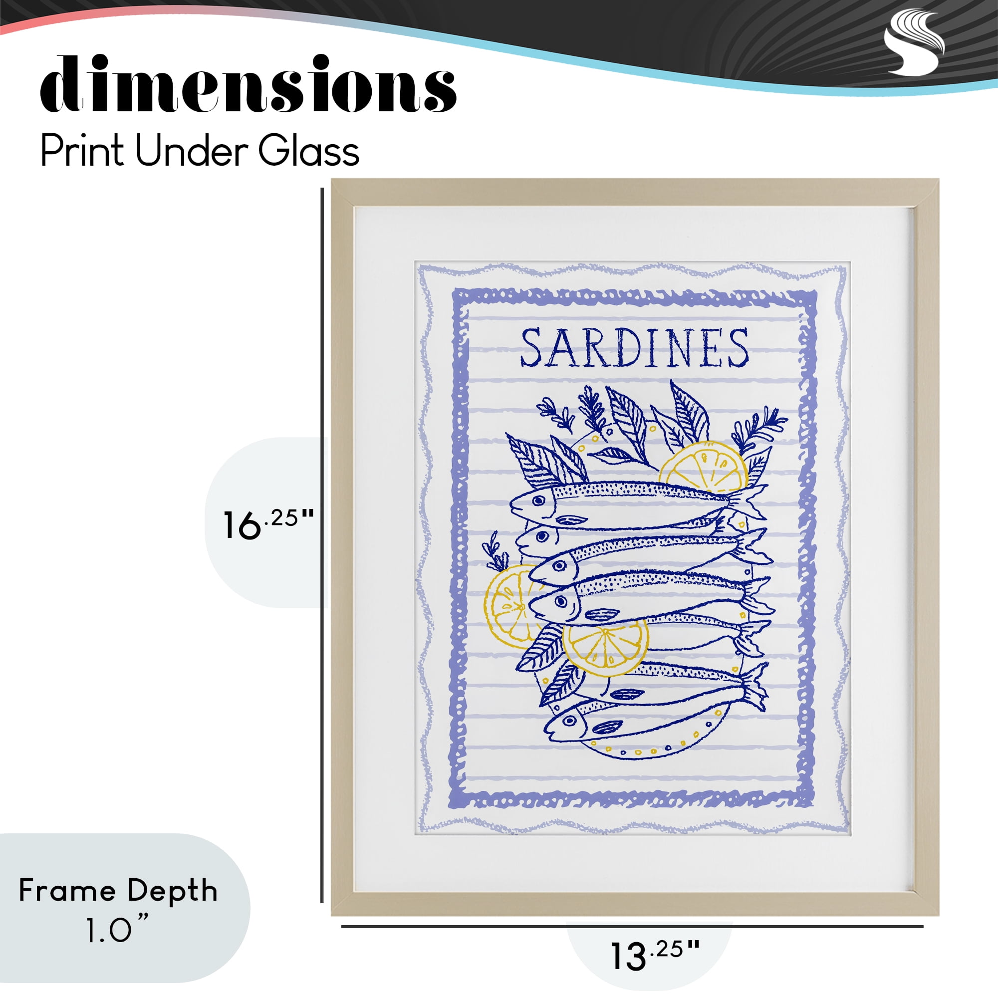 Stupell Industries Sardines Pile with Lemons Birch Framed Print Under Glass, design by Creative Studio