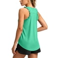 thumbnail image 5 of Summer Ruffle Racerback Tank Tops Sleeveless Workout Top for Women Athletic Shirts Casual Loose Crewneck Running Tee （Cyan,S）, 5 of 8