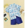 thumbnail image 3 of Hirigin Toddler Baby Boy Outfits 1T 2T 3T 4T 5T 6T Clothes Summer Kids Dinosaur Pattern Short Sleeve Button Down Shirt  Shorts Set, 3 of 8