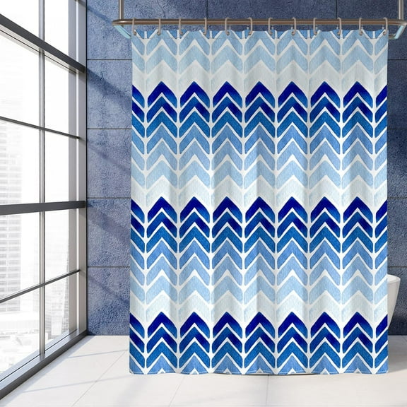 Blue Shower Curtain Waterproof Fabric Shower Curtain for Bathroom Modern Blue Waves Shower Curtain Shower Curtains Set with Hooks 72"W x 72"L (Pack of 1)