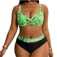 thumbnail image 1 of Plus Size Swimsuit for Women with Adjustable Side Ties, Ruching and Wide Straps, Two-Piece Bikini Set in Flattering Prints, 1 of 9