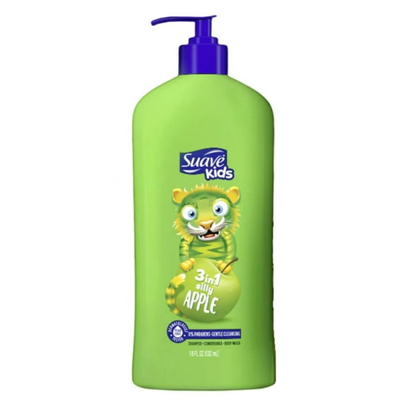 Suave Kids 3 In 1 Shampoo-Cond -Bodywash Silly Apple 18 Ounce (532ml) (Pack of 3)