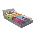 thumbnail image 3 of Circus Bedding Set with Sheet & Covers, Festive Elements Clown Elephant Balloons Ice Cream Cart Watercolor Illustration, Printed Bedroom Decor 2 Shams, 4 Sizes, Multicolor, by Ambesonne, 3 of 3