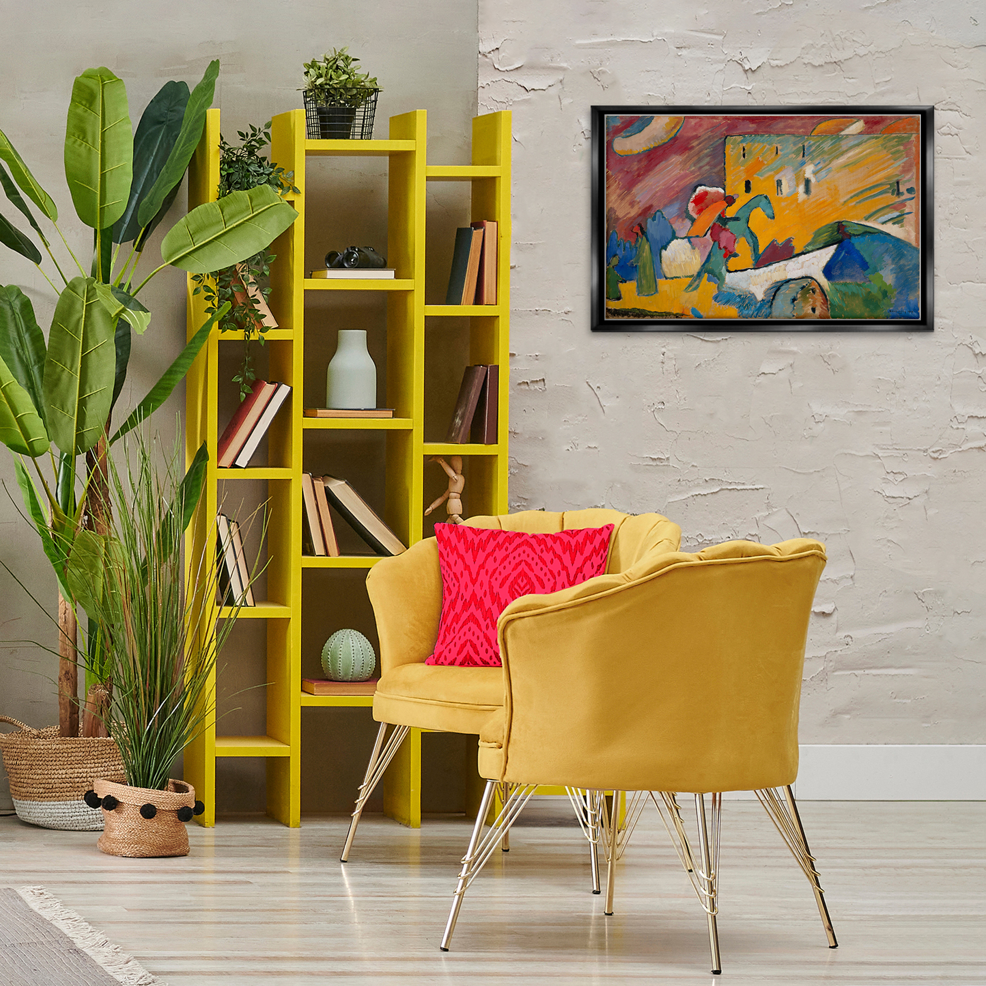 Stupell Industries Kandinsky Improvisation Classic Abstract Painting Black Floater Framed Canvas Art Print Wall Art, 25 x 17
