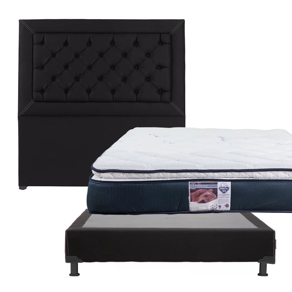 Colchón Matrimonial + Box Black + Cabecera Mary Spring Air Dicasa Monaco