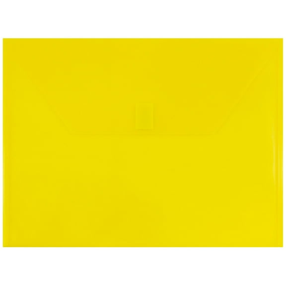 JAM Paper Plastic Hook & Loop Envelopes, 9 3/4 x 13, Yellow, 12/Pack