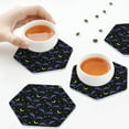 thumbnail image 4 of Leather Coasters with Heat-resistant for Drinks, Starry sky bat -标题2 Hexagon, 4 of 5