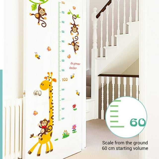 Cartoon Giraffe Monkey Height Measure Wall Stickers Home Decor For Kids Rooms Decals Wall Art