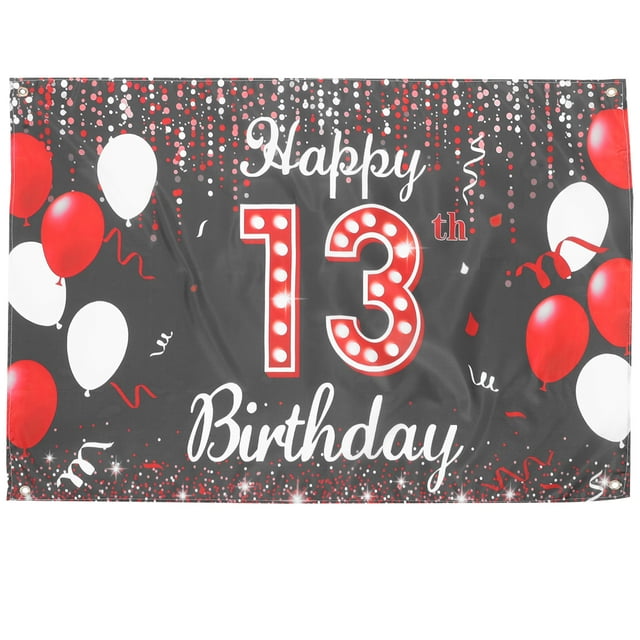 Fondo de cumpleaños, decoración de pancarta, decoración de pared de feliz 13 cumpleaños, utilería para fotografía de fiesta de cumpleaños