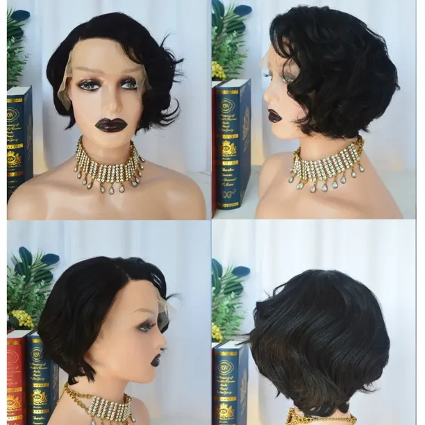 Frontal Lace 13*4*1 Wig Short Hair Wig Cap Pixie Cut Brazilian Hair Side Cut Frontal Lace 13*4*1 Wig Short Hair Wig Cap Pixie Cut Brazilian Hair Side Cut