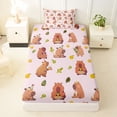 thumbnail image 3 of Erosebridal Capybara Animals Twin Sheet Sets for Kid, Leaf Flower Bedding, 3pcs, 3 of 5