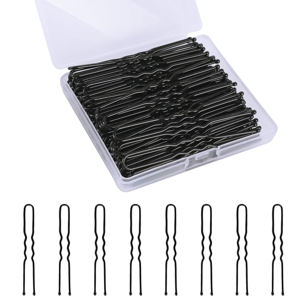 Horquillas para el cabello en forma de U, 100 unidades, horquillas para el cabello para moño de 2,4 pulgadas, para mujeres, niños, niñas, peluquería con caja de almacenamiento para todo tipo de cabell