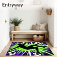 thumbnail image 3 of ODIKA 3'x5' Machine Washable Non-Slip Area Rug, Graffiti Inspired Kicking Motif and Spray Paint Soccer Graphics High Traffic Rug with Pad, Green, 675685, 3 of 8