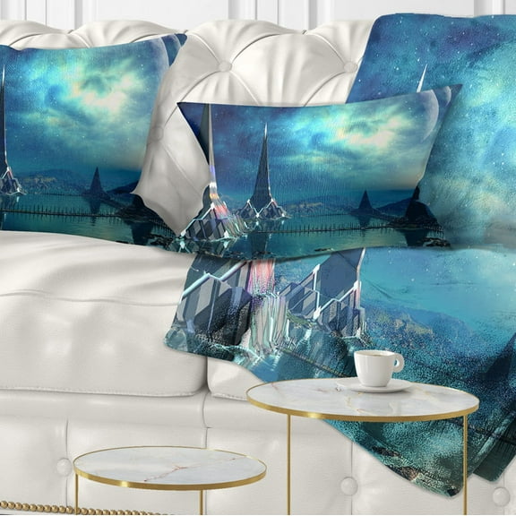 Designart The Towers of Gremor Alien Planet - Abstract Throw Pillow - 12x20