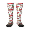 thumbnail image 2 of Picia Women Crew Soft Moisture-wicking Socks Watercolor Red Truck And Fir Tree Pattern Design Cotton Socks, One Size fit All, 2 of 9