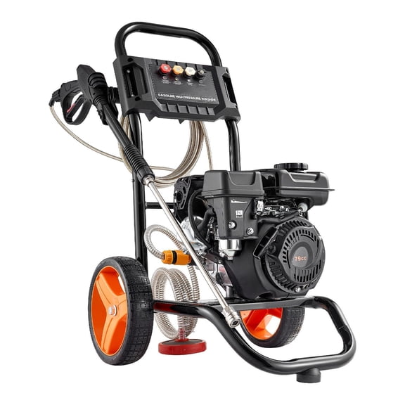 Gas Pressure Washer 2900 PSI and 1.85 Max GPM, Upgrade Aluminum Pump with Spray Gun and Wand, 4 Nozzle Set, Gas Powered Pressure Washer for Cars, Fences, Driveways, Homes, Patios, Furniture